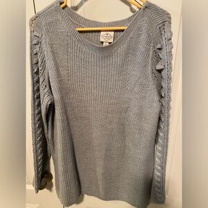 St. John's Bay Blue Grey Crewneck Sweater Sz L